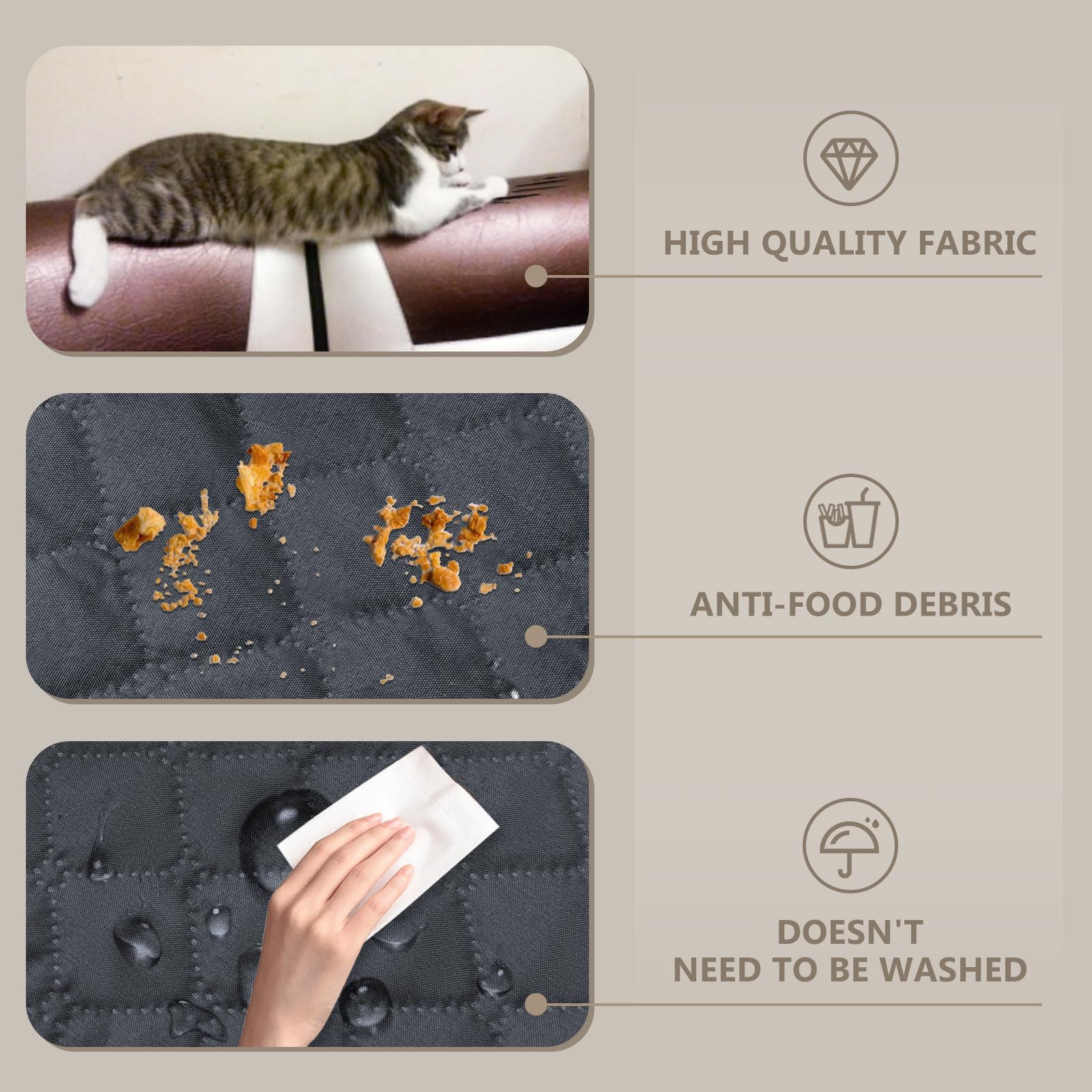 Lydevo Copridivano Impermeabile Copridivano 2 Posti con Braccioli per Animali Salvadivano Antigraffio Copridivano Trapuntato per Gatto Cani,Grigio scuro