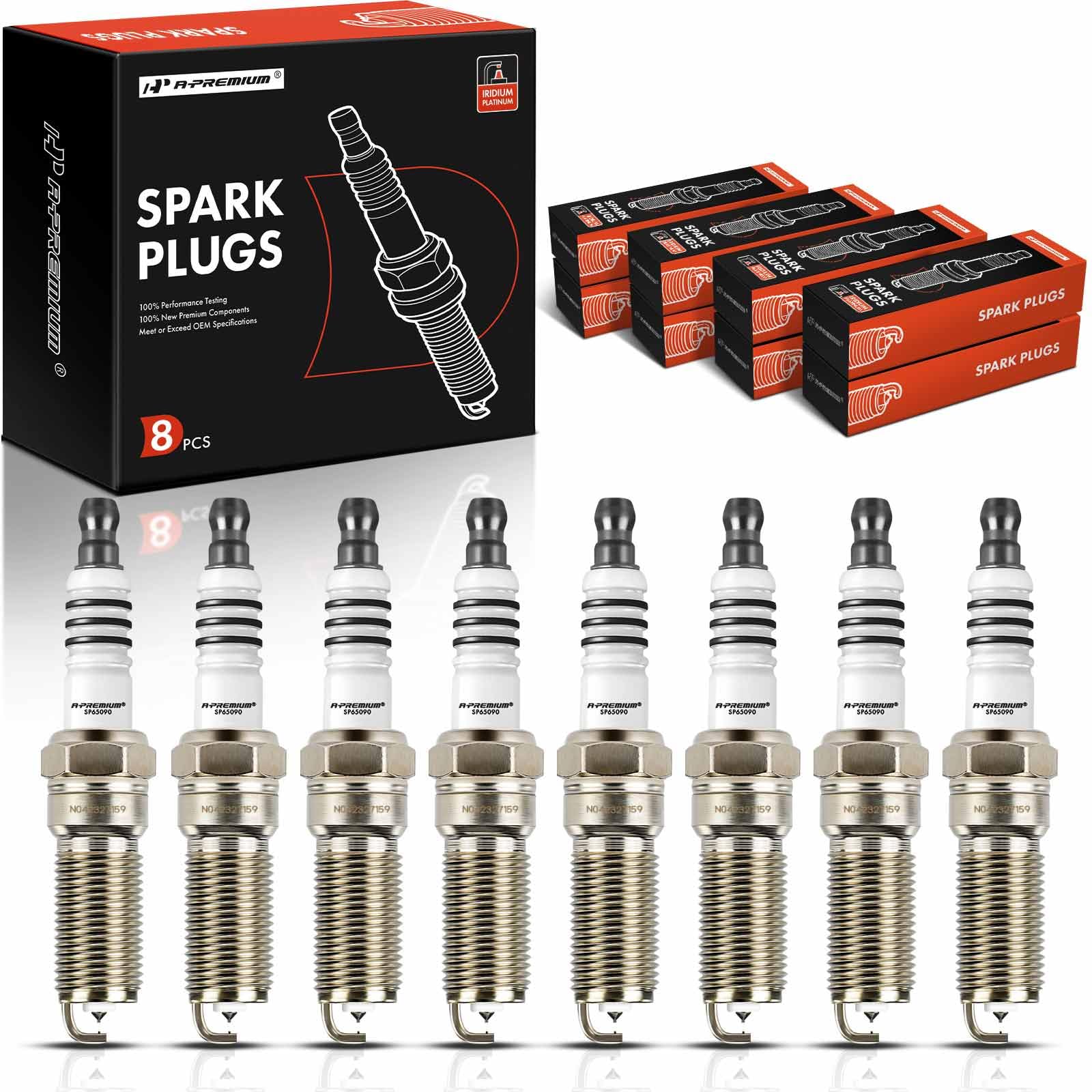 A-Premium Iridium Platinum Spark Plugs (Pack of 8) Compatible with Ford F-150 2010-2017, F-250/F-350 Super Duty 2011-2021, Mustang 2011-2019, E-350/E-450 Super Duty 2017-2019