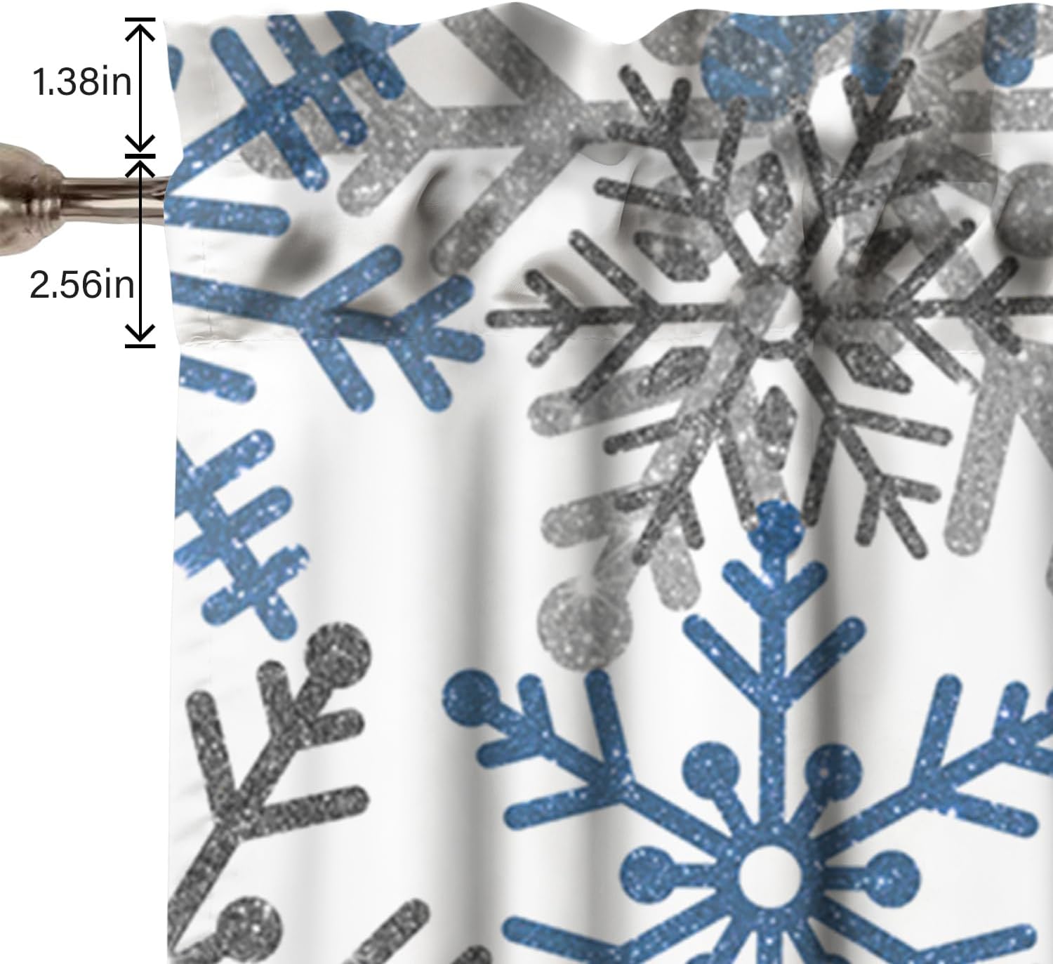 Blue Winter Snowflake Curtains Tiers and Valance Set