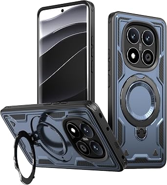 Case for Xiaomi Redmi Note 14 Pro 5G Case with Magnetic 360Rotatable Ring Invisible Stand Double Shockproof Protection Women Men Case for Redmi Note 14 Pro/Note 14 Pro+ Plus 5G Blue TH