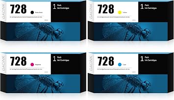 728 Ink Cartridges 4 Pack 300ml Matte Black / 130ml Cyan/Magenta/Yellow Compatible with HP DesignJet T830 MFP & T730 Large Format Plotter Printers