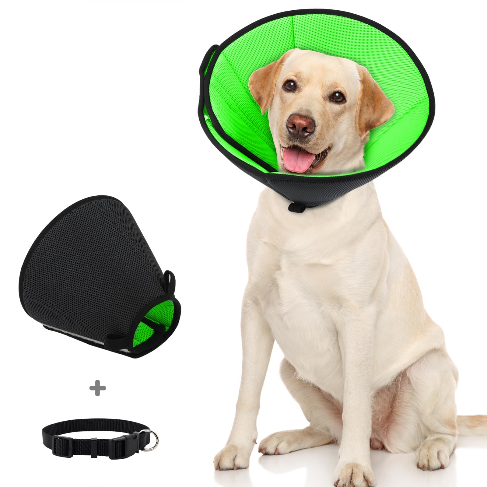 Supet Collar para Mascotas Collar de Protección Cono de Plástico Protección Especial para Gatos Perros Pequeños (Blcak, M)