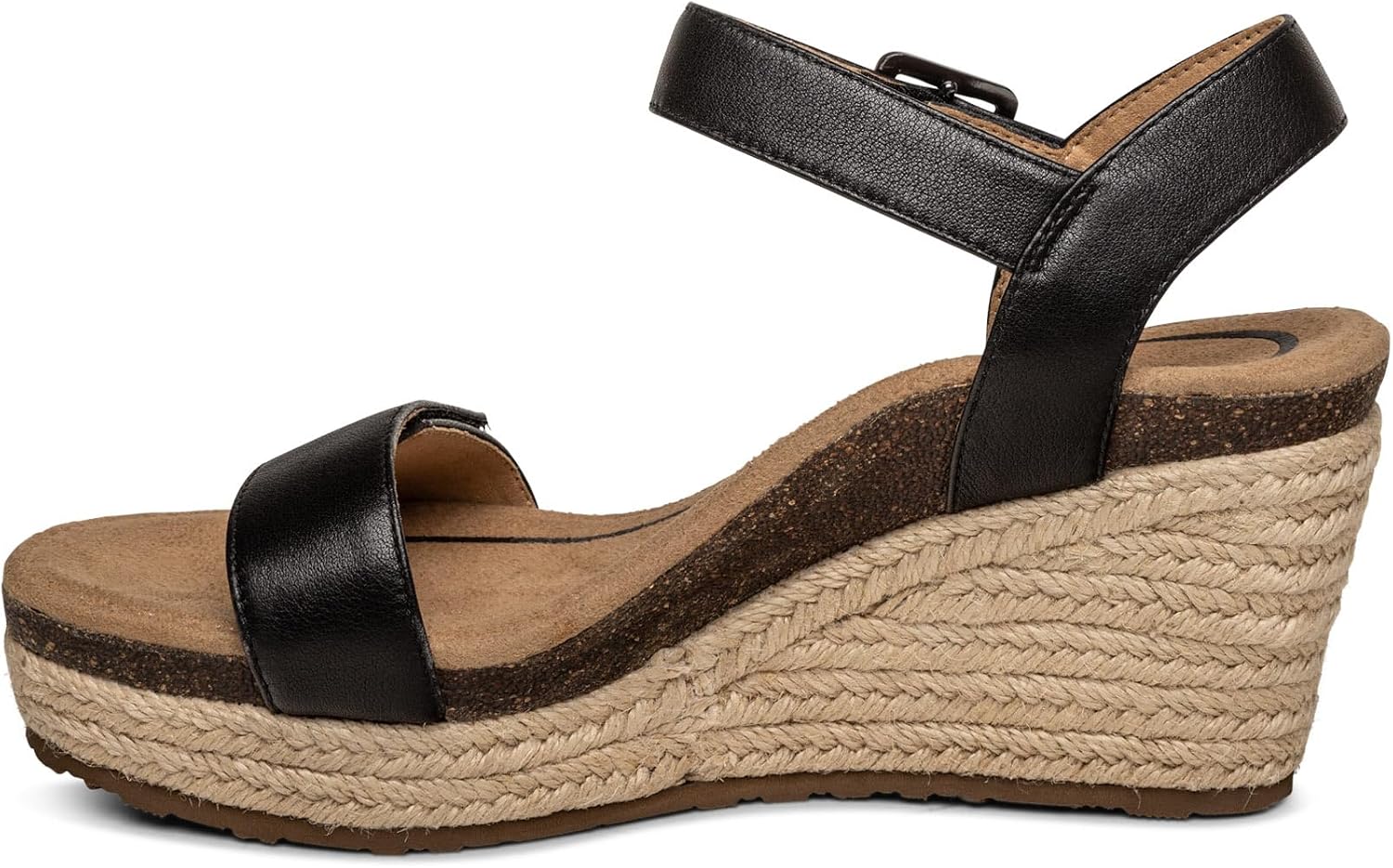 Aetrex Women’s Sydney Orthopedic Quarter Ankle Strap Espadrille Wedge Sandals – Arch Support Sandals with Memory Foam Comfort