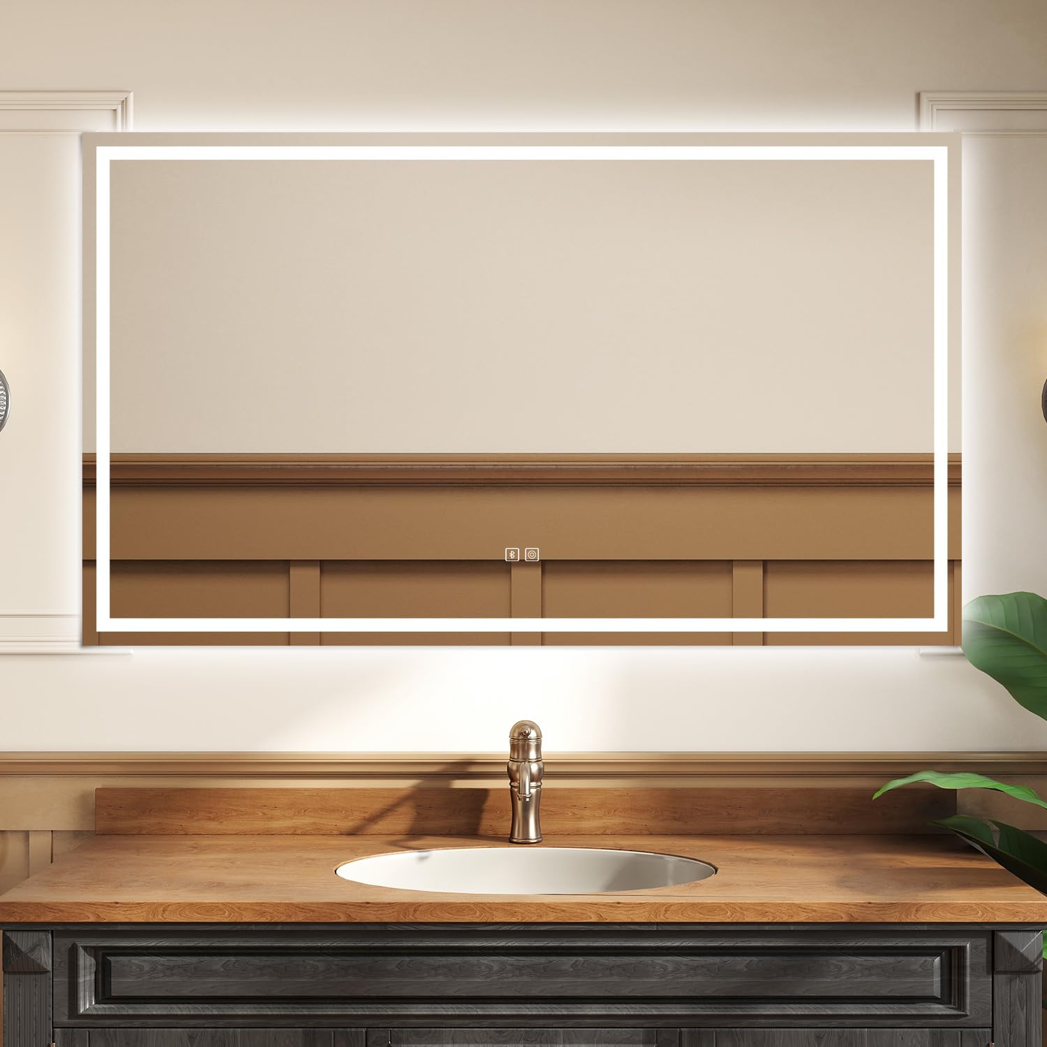 SLINE SANITARY 1400x800mm LED Bathroom Mirror with Shaver Socket,Bluetooth Speaker,Anti-Fog,3 Color Temperatures,Dimmable Light,Memory Function,Touch Switch