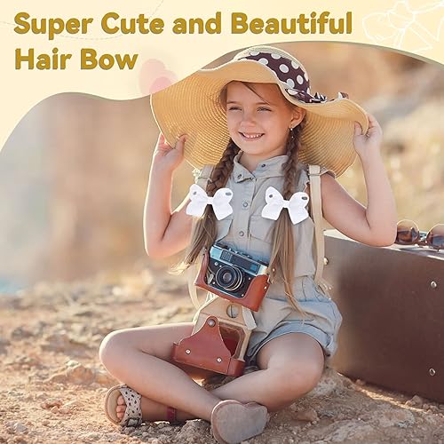 Miniatura 4 de 20 lazos para el cabello de 4 pulgadas, lazo de grogrén de color sólido con pinzas de cocodrilo, lazos blancos hechos a mano para niñas, niños y