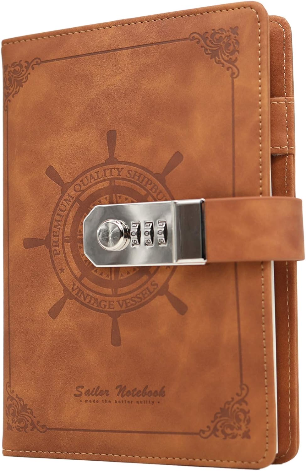 TIEFOSSI Vintage Leather Journal Notebook with Combination Lock, A5 Embossed Flower Secret Diary Ruled Lined Paper for Writing, Gift for Women Girls Children (Purple)