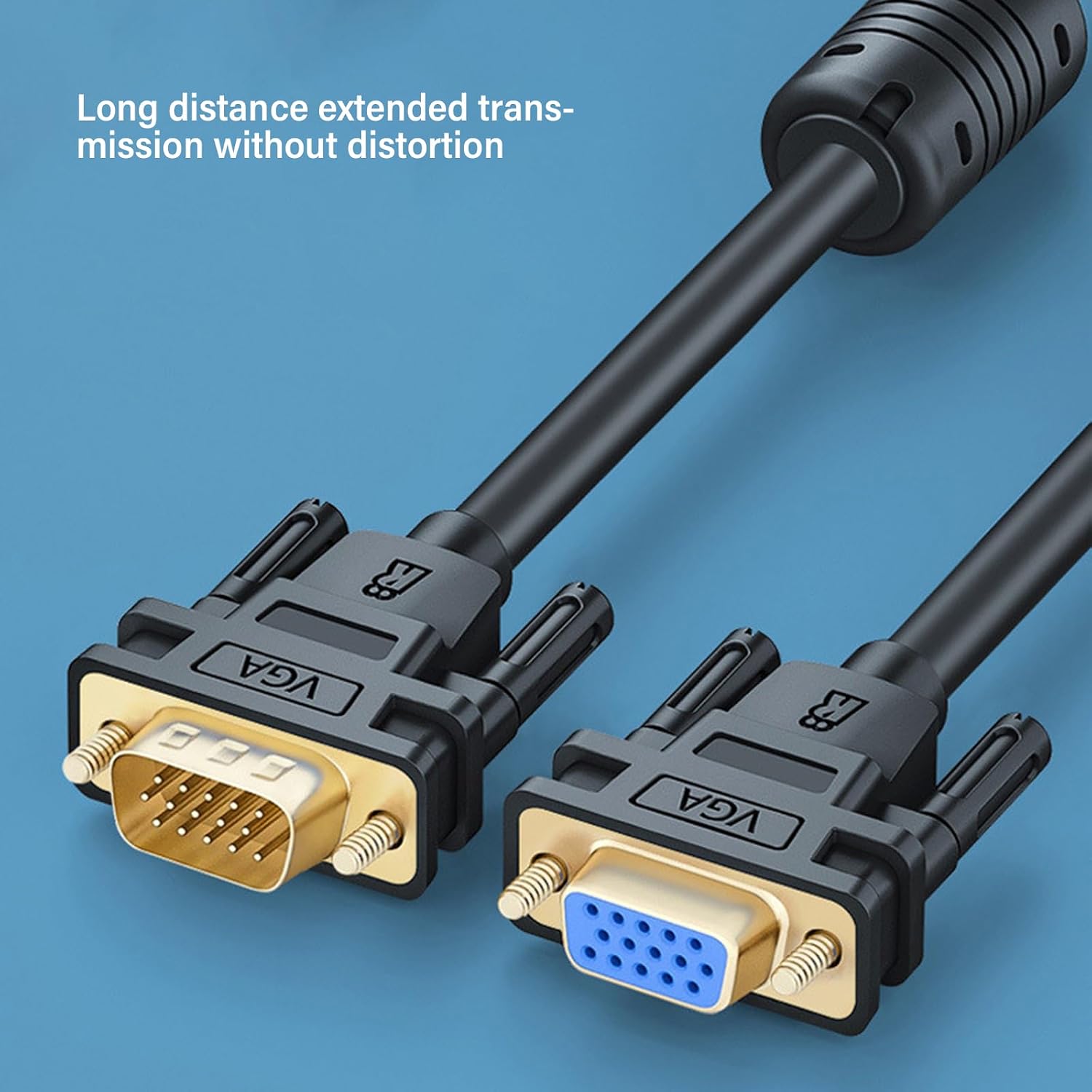 QMQJIA VGA Monitors Extension Cable VGA Male to Female Extender AntiInterference Double Rings Multiple Length