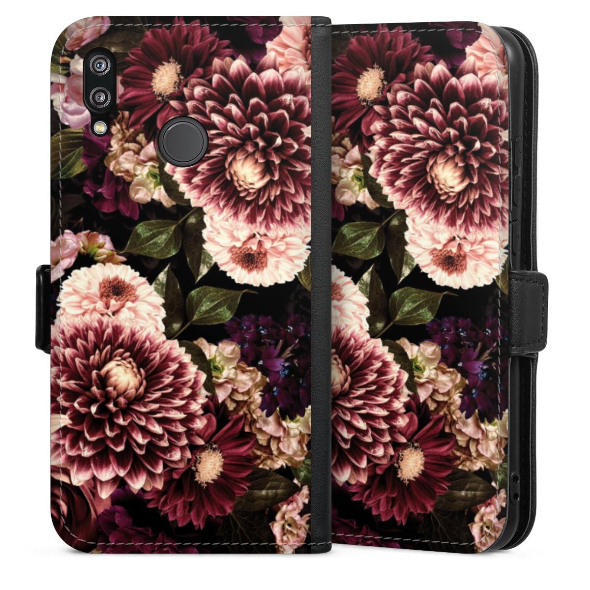 DeinDesign Etui Compatible avec Huawei P20 Lite Etui Folio Etui magnetique Fleur Floraison Vintage