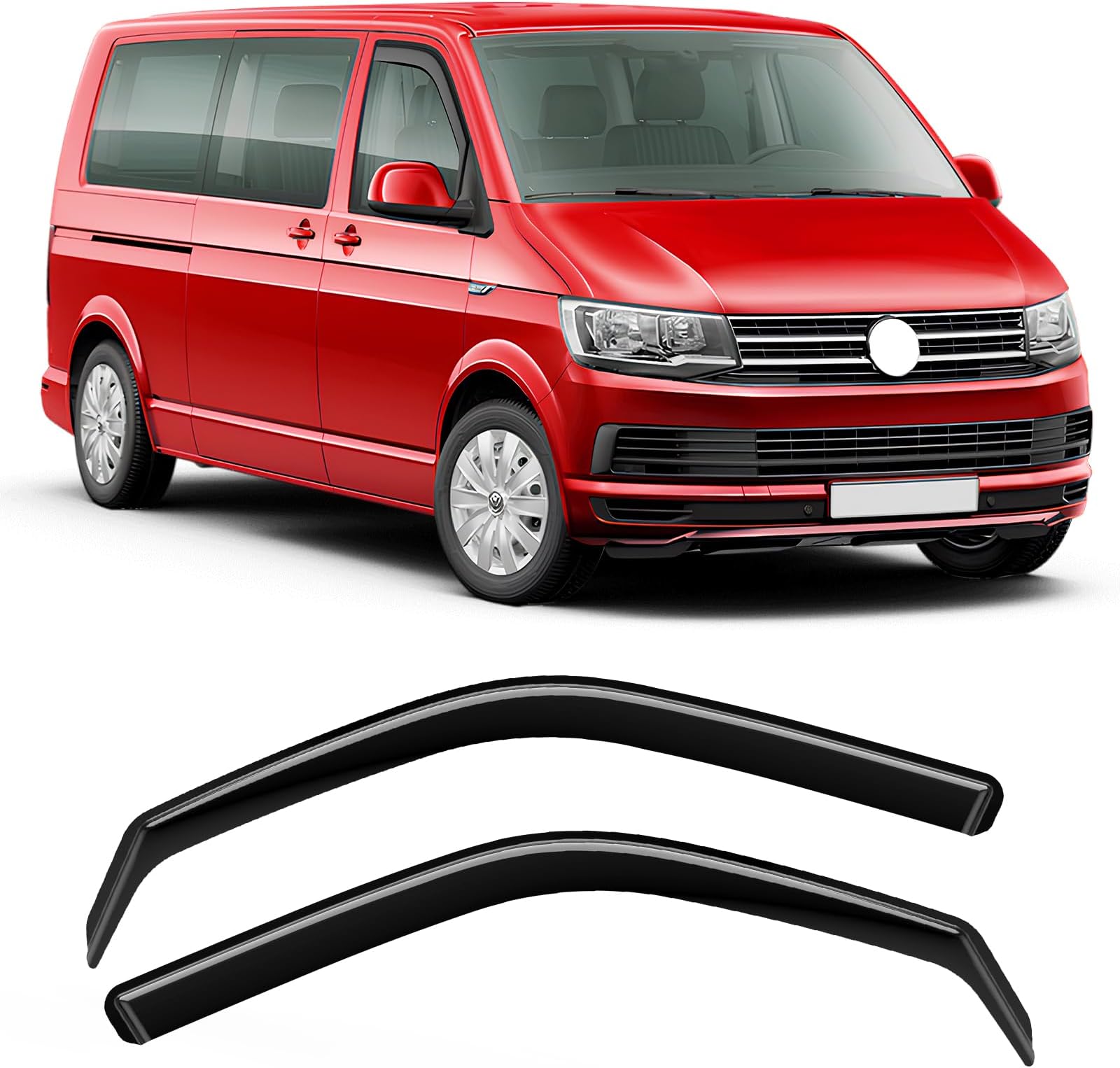 Wind Deflectors, Rain Guards Window Visor Compatible with VW For Volkswagen Transporter T5/T6 2003-2024 Van 2pc, in-Channel Side Shatterproof Sun Visor