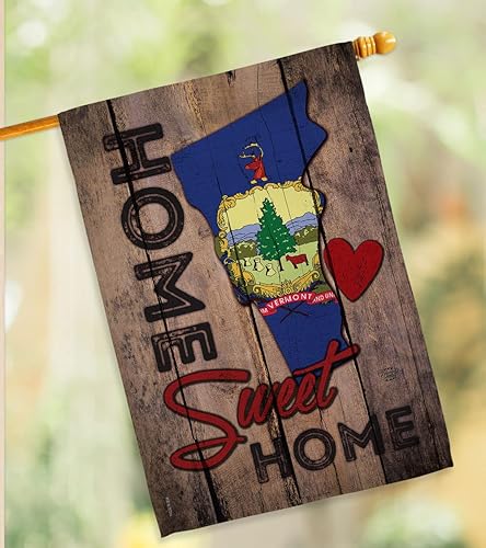 Miniatura 9 de HS191153-BO Vermont Sweet Home Americana States - Juego de bandera vertical decorativa para casa, 28 x 40 pulgadas con mástil, multicolor