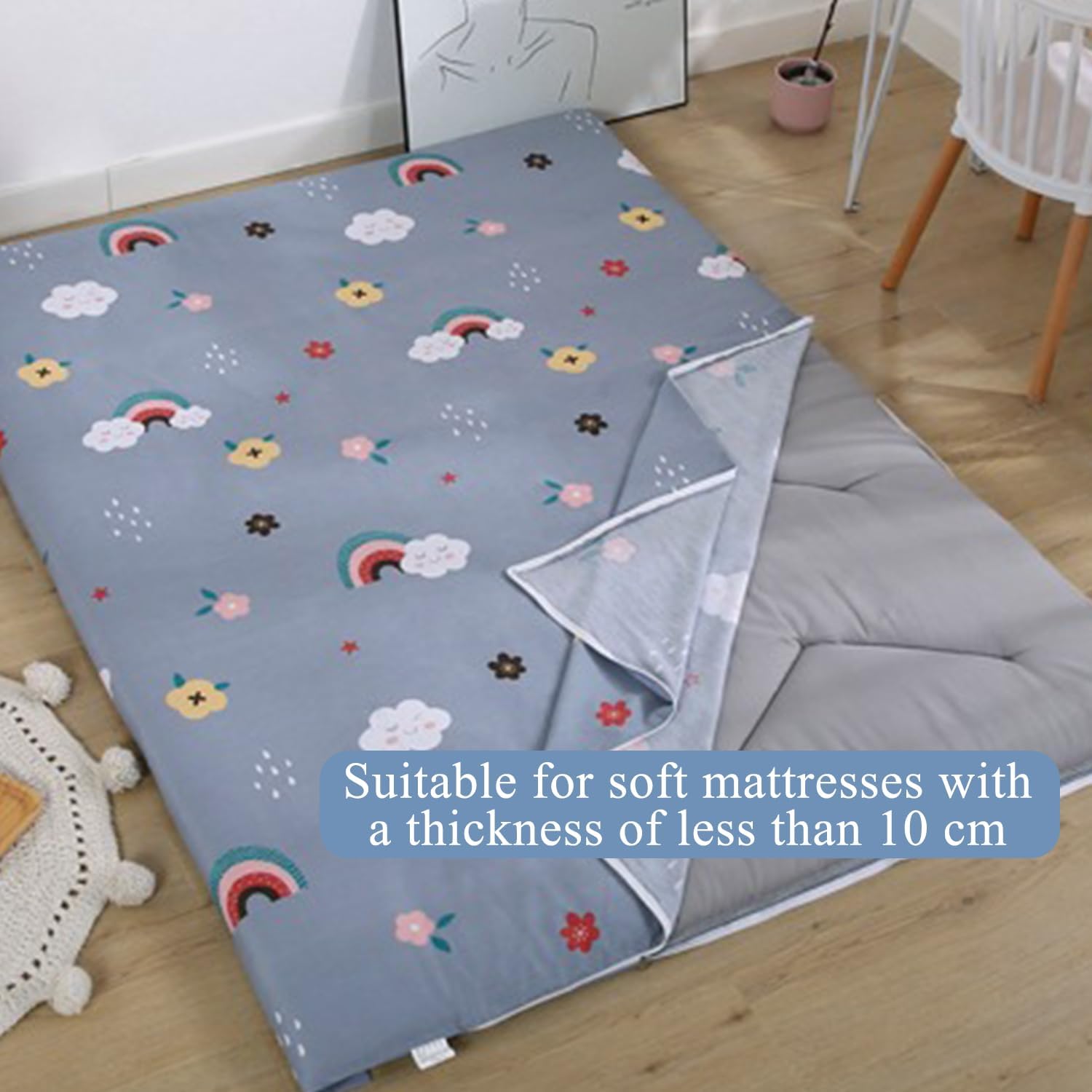 E,90x190cm, 100% Cotton Futon Mattress Cover with Zipper Futon Cover for Japanese Futon Floor Mattress Soft Comfort Sleeping Mat Protector Skin-Friendly Machine Washable