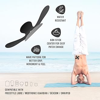 Not Just A Patch X-Patch CGM Sensor Patches (20 Pack) - Water Resistant Omnipod 5 Adhesive Patches - Durable for Active Lifestyle for 10-14 Days - Compatible with Dexcom G6, Libre 2 in Black