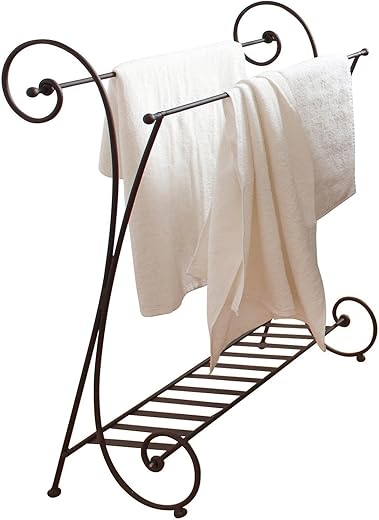 LOBERON® Portasciugamani Tamarin, ferro battuto, L/A/P ca. 72/84.5/33 cm, marrone