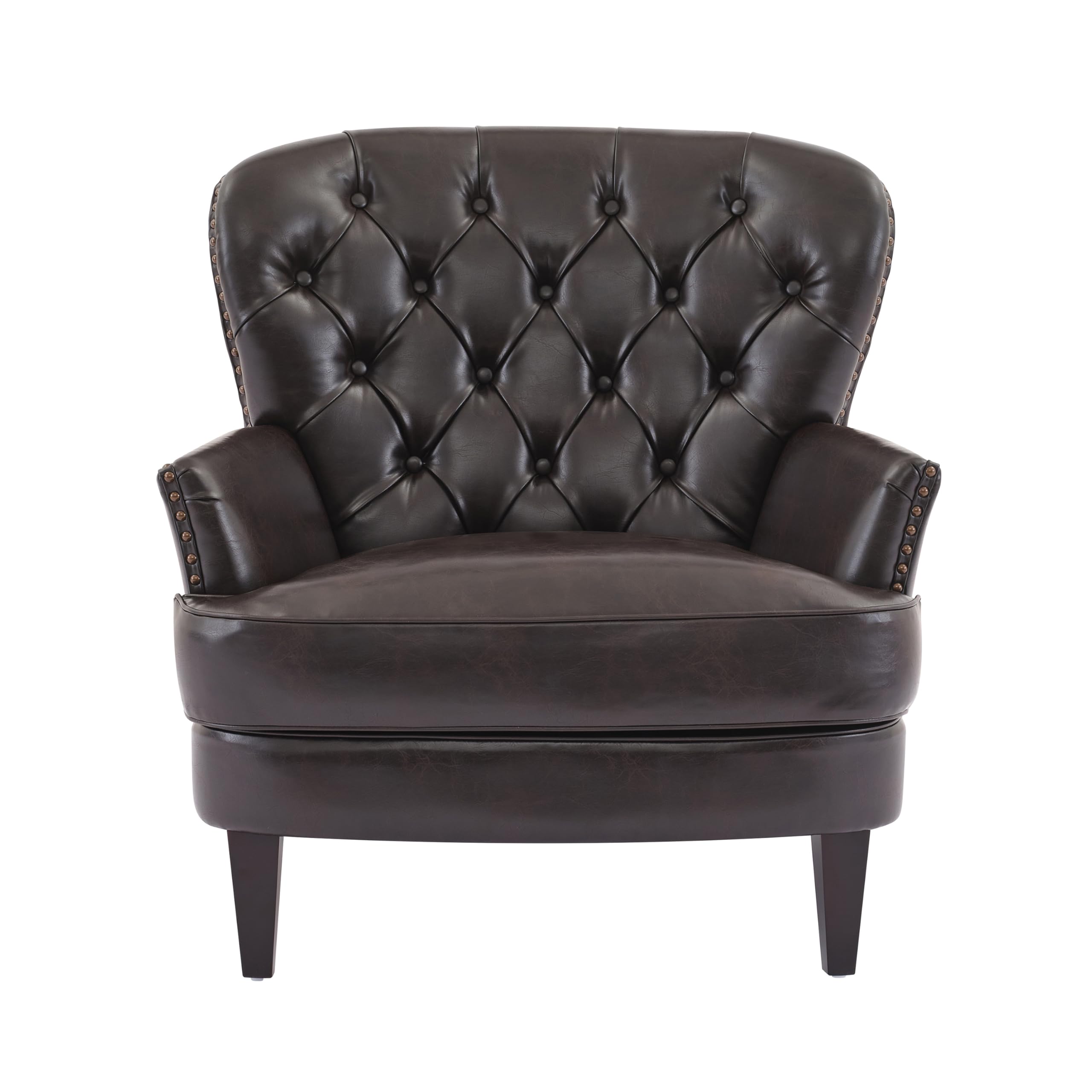 Christopher Knight HomeTafton Tufted Leather Club Chair, Brown 35D x 33.5W x 34.5H in