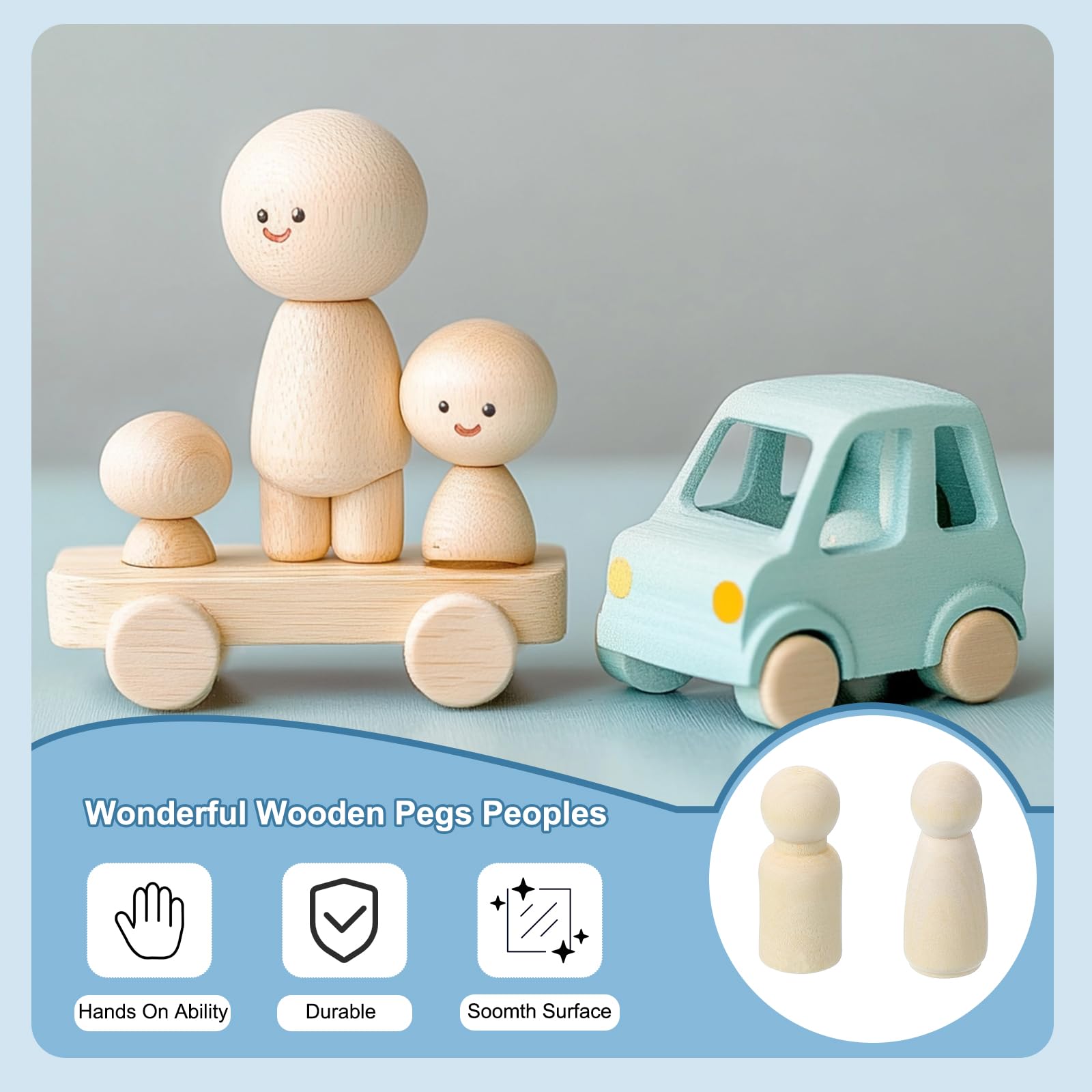 PATIKIL 1.69" Height Wooden Pegs Peoples - Image 4