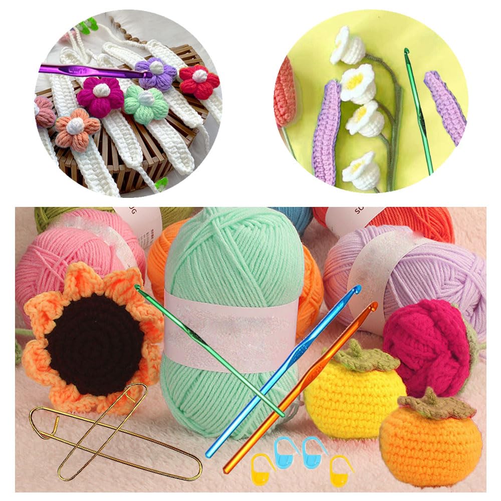 TMISHION Kit de Crochet 8 pcs Crochet Crochet Ergonomique Conception Outil De Tricot Crochet En