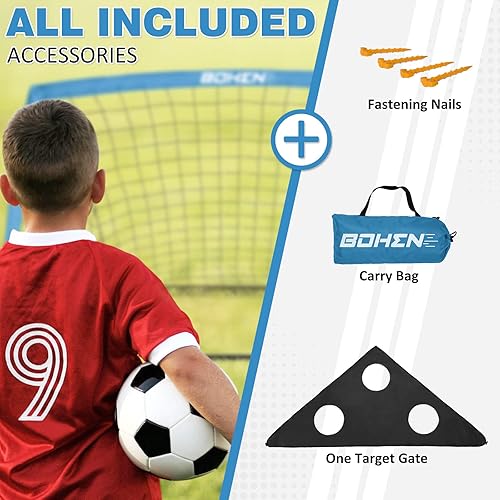 Miniatura 5 de BOHEN 6x4 FT Kids Soccer Goals with Carry Bag, Portable Folding Soccer Net for Backyard Training, IndoorOutdoor Use for Youth and Adult