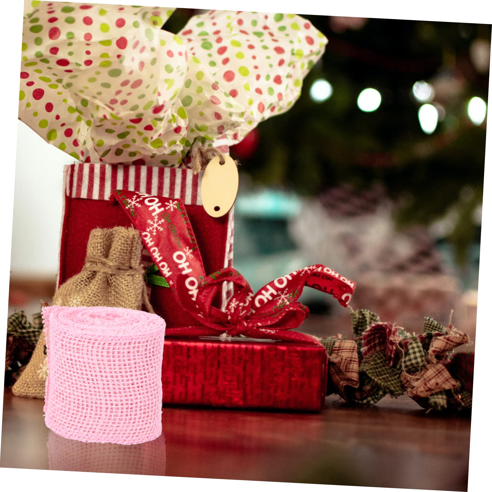 Threetols 2 Rotoli Di Nastro In Iuta Rosa Con Bordo Metallico - 9,1 Metri Per Decorazioni E Confezioni Regalo - 3