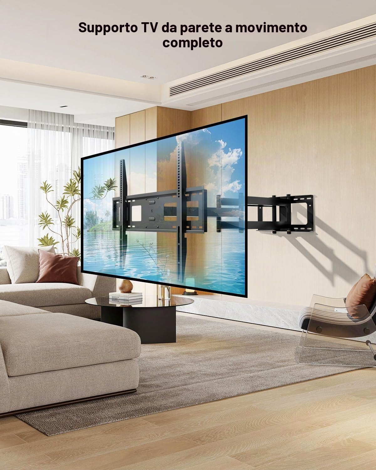 Supporto da Parete per TV con Braccio Articolato Extra Lungo da 1080mm per Piatti e Curvi da 50 a 100 Pollici, Staffa TV con Movimento Inclinabile ed Estendibile, fino a 75kg, VESA 800x600mm