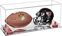 Vista 160 de Better Display Cases Acrílico 2 Mini casco de fútbol (no tamaño completo) vitrina con base de césped transparente (V46/A019)