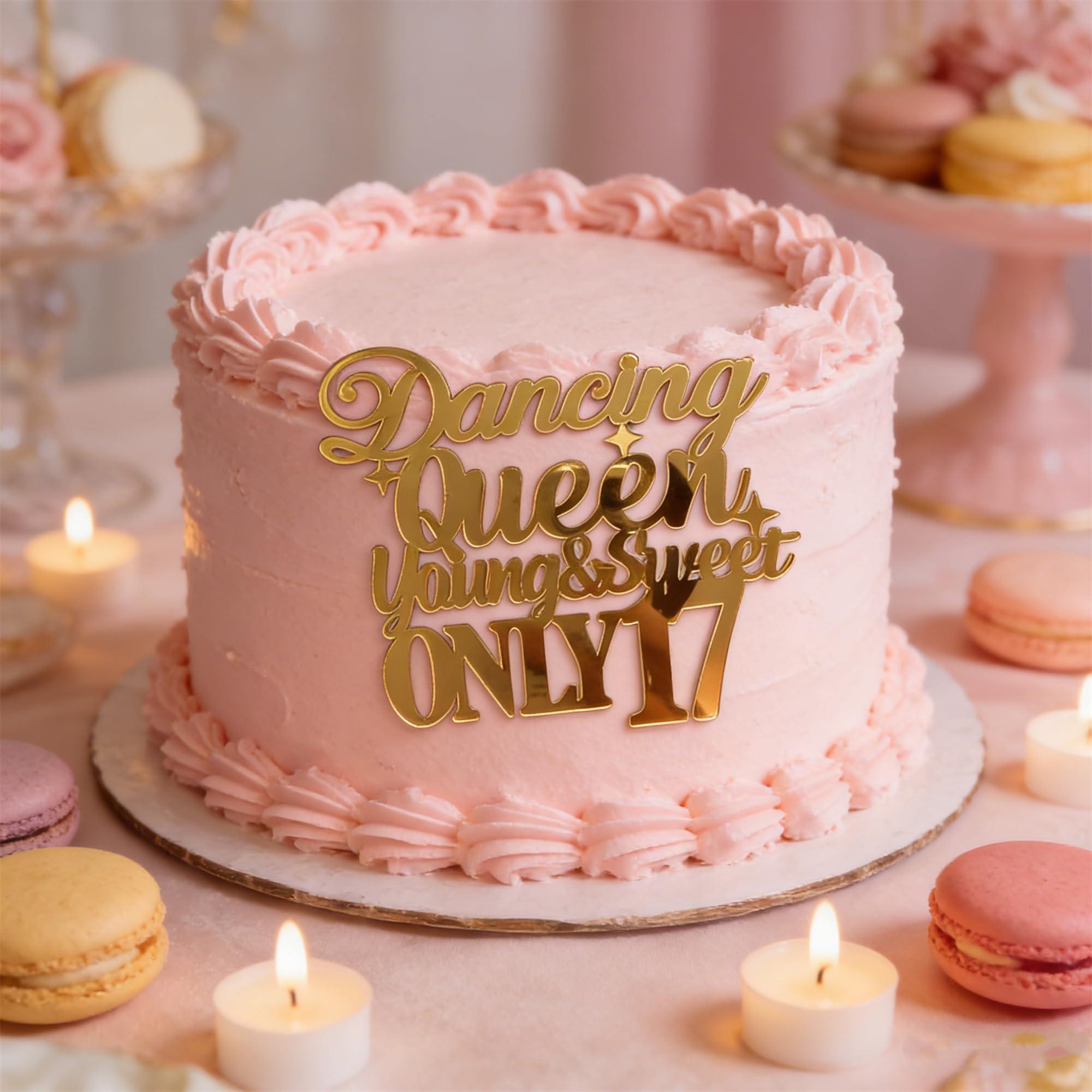 HQKJGSYX Acrylic Dancing Queen Young and Sweet Only 17 Cake Topper