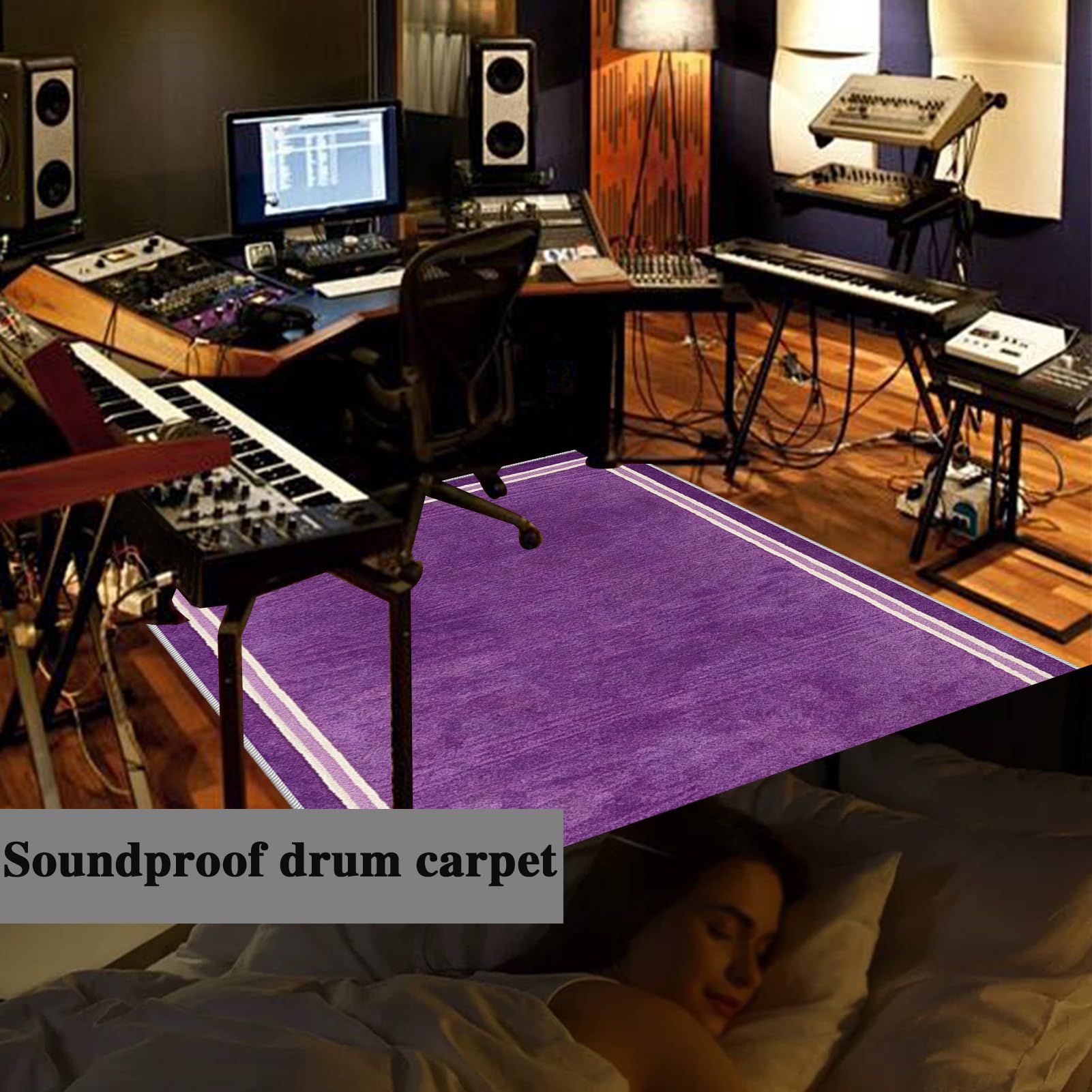 Tappeti Tamburi Tappeto Batteria Elettronica Tappeto Drum Carpet per Batterie Acustica Elettroniche Rullante Drum Tappeto Tappetino per Batteria Tappetino per Pianoforte Insonorizzato 230 x 180 cm