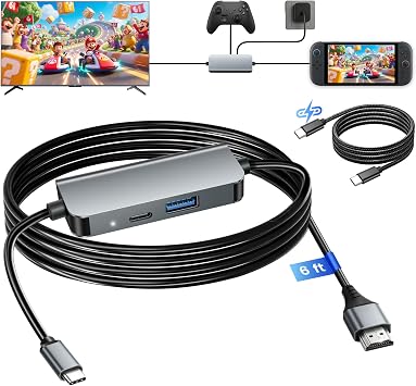Switch 2 Dock, with HDMI 2.1 Cable, 4K@120Hz Portable USB C TV Docking Station for Nintendo Switch 2, PD 100W Aluminum Mini Travel Dock for s-witch 2, Steam Deck, ROG Ally