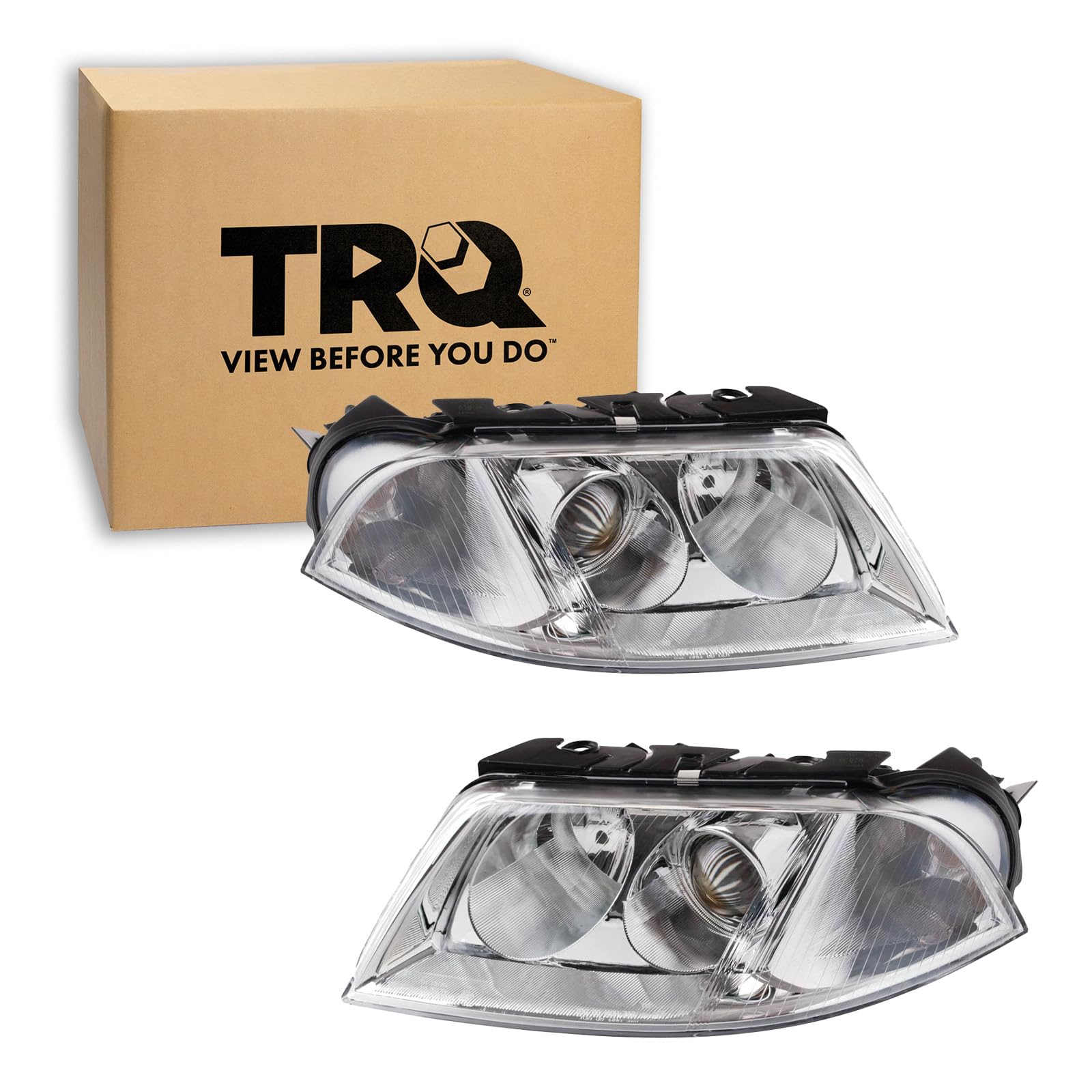 TRQ Headlight Assembly Set VW2502118 VW2503118 Compatible with 2001-2005 Volkswagen Passat