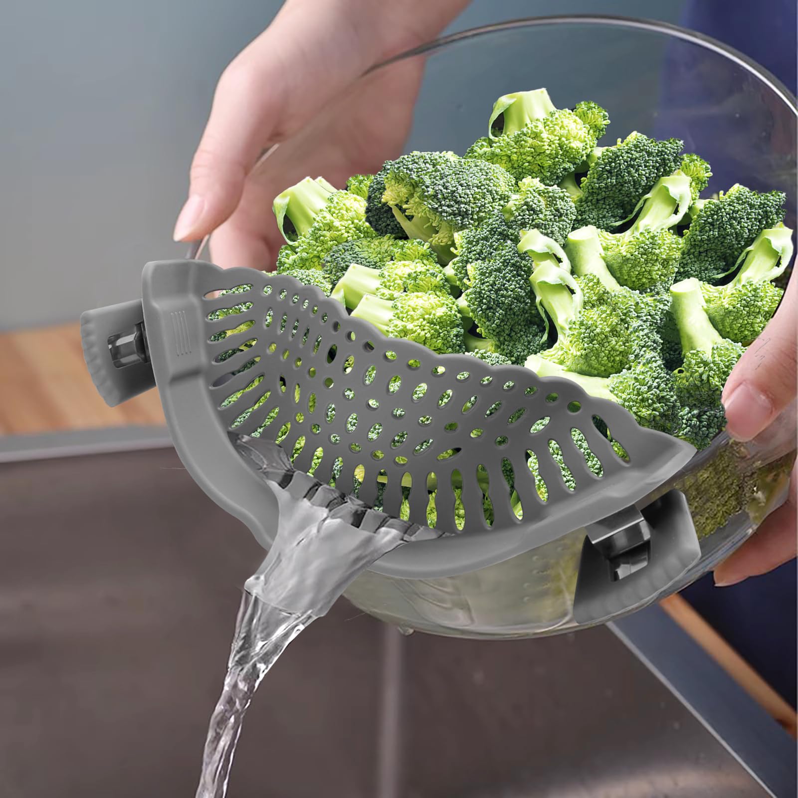 Passoire à Nouilles En Silicone à Clips - Universelle Pour Casseroles, Poêles Et Bols - Sans BPA, Lavable Au Lave-vaisselle - 2