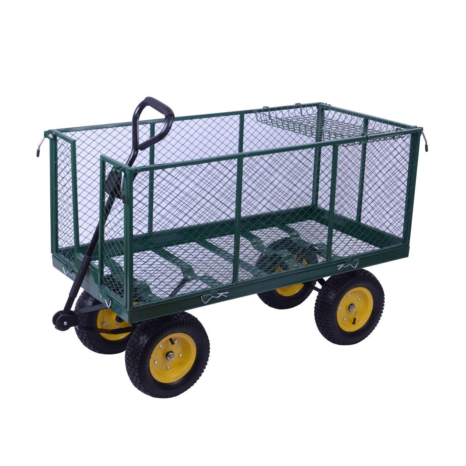 Large 4 Wheel Heavy Duty Garden Cart Truck Trolley Wheelbarrow