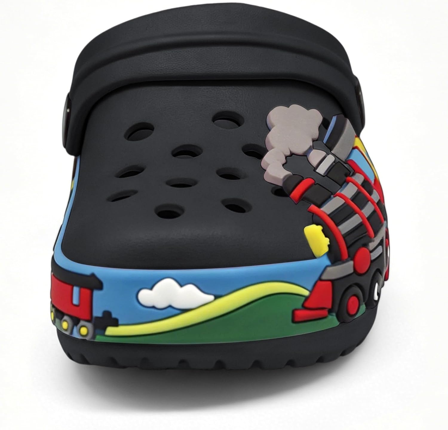 FolHaoth Toddlers Clogs Cute Cartoon Train Shoes Boys Girls Slip on Slides Sandals Slippers Lightweight Breathable Kids Garden Clogs Non Slip Indoor Outdoor Beach Pool Shower Water Shoes