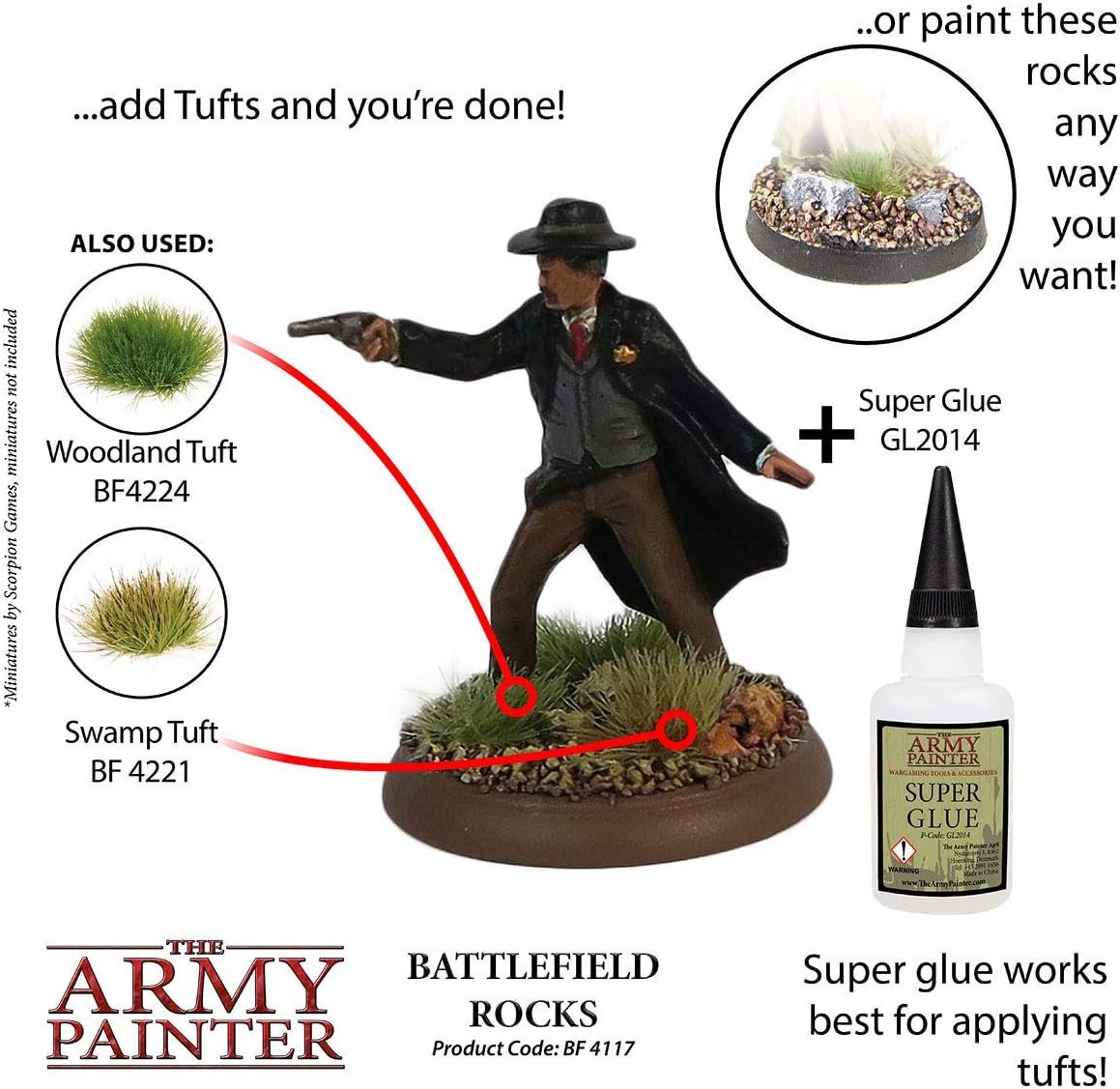 The Army Painter Battlefield Rocks Basing, 150 ml-for Miniature Bases & Terrains -Scenics Static Grass, Model Terrain Grass, Terrain Model Kit, Basing Set & The Army Painter Tufts for Bases of Minis