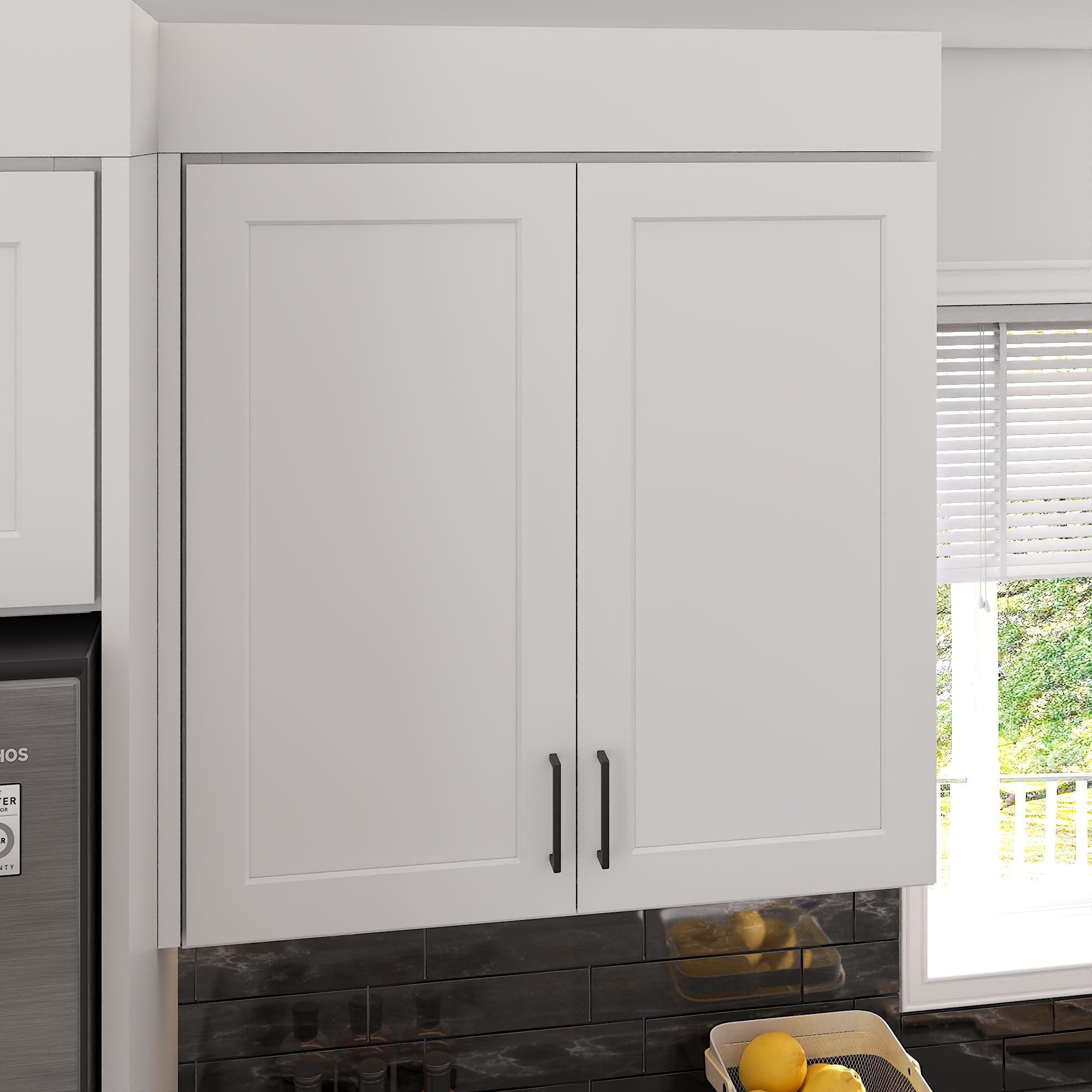 Furinno Shaker 3-Tier Wall Kitchen Cabinet, 2-Door, White