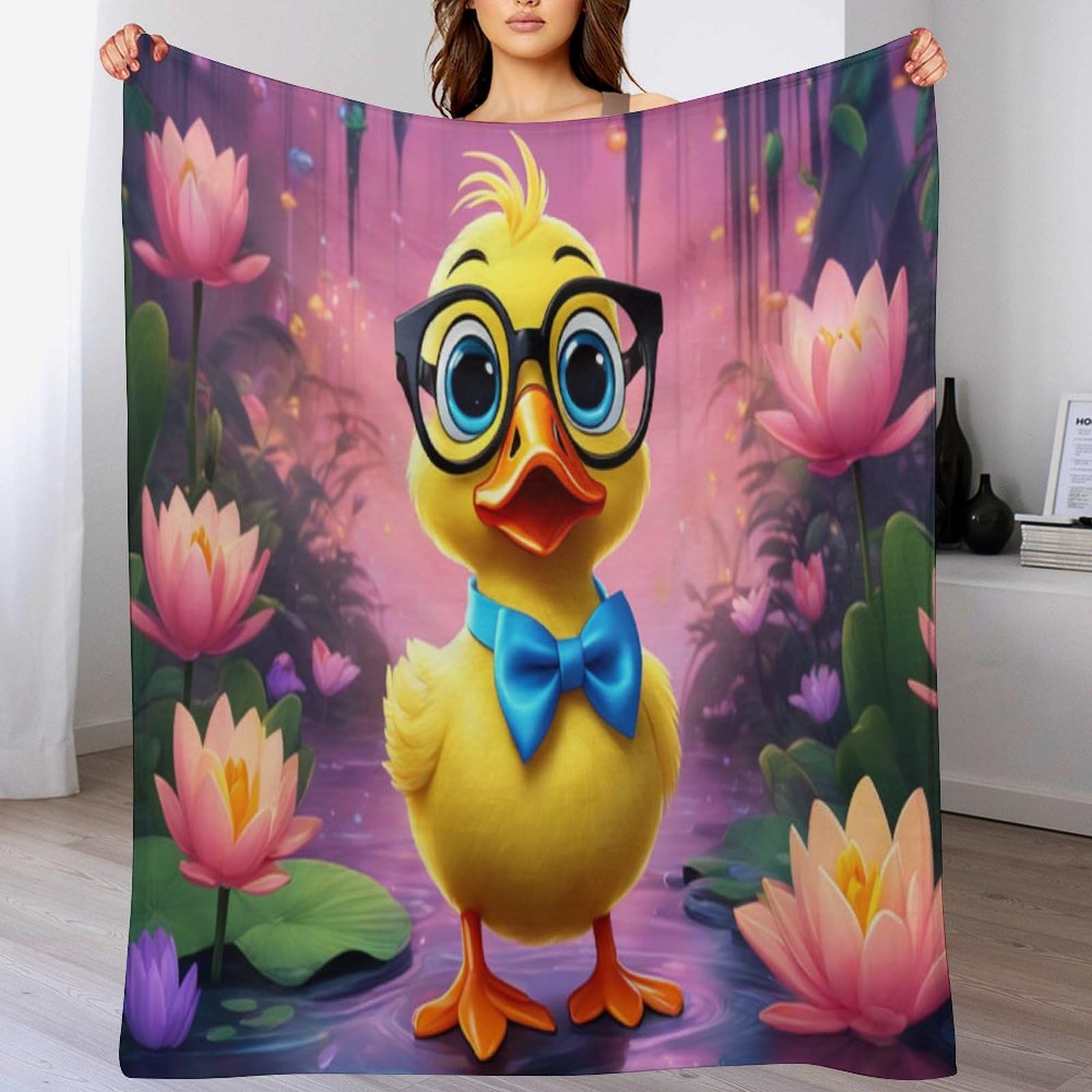 Couverture canard mignon 100x130 en flannel douce pour lit et canapé quatre saisons