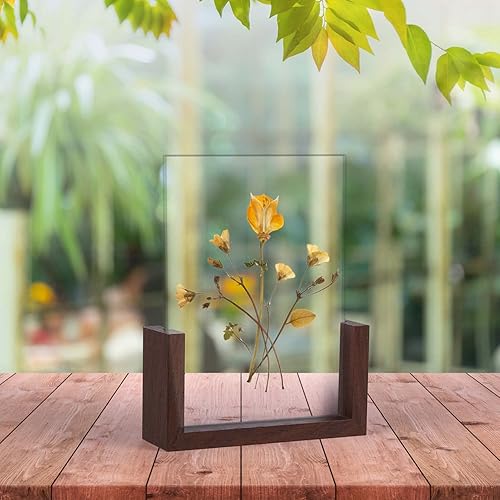 Miniatura 3 de PETAFLOP Marco de fotos de 5 x 7 pulgadas, marcos de fotos rústicos de doble cara con base de madera en forma de U para exhibición de fotos de 5 x 7