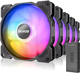 A12 RGB Fans, 5V 3-Pin Addressable RGB Fans, 120mm RGB Fan, RGB Case Fans 5 Packs, PC Fans 4-Pin PWM & 3-Pin ARGB, Air Series 5 Packs with Controller