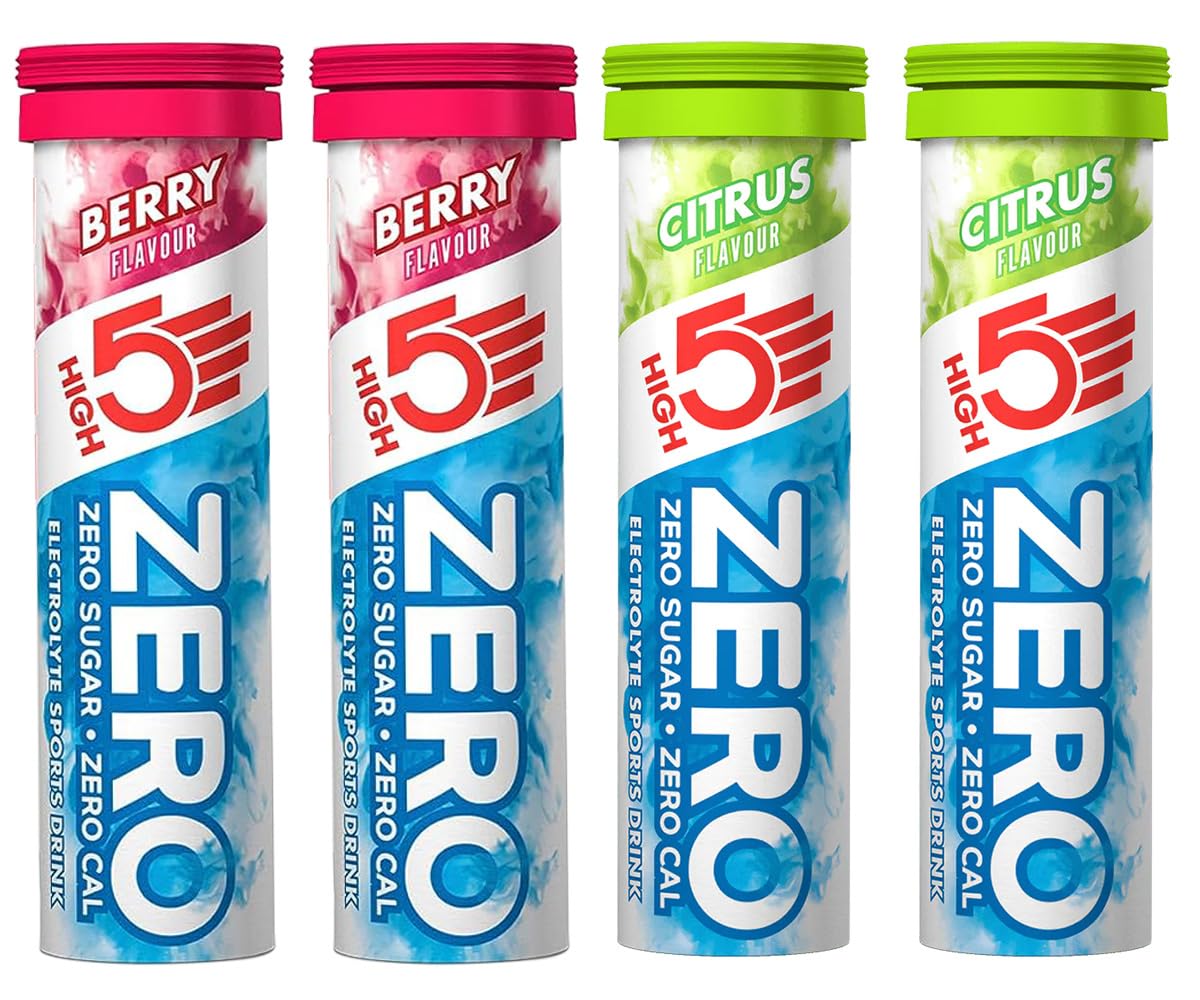 HIGH5 ZERO Hydration Electrolyte Sports Drink Dissolvable Tablets - 10 Tablets Per Tube - 4 x Tubes (40 Tablets Total) (2 x Berry / 2 x Citrus)