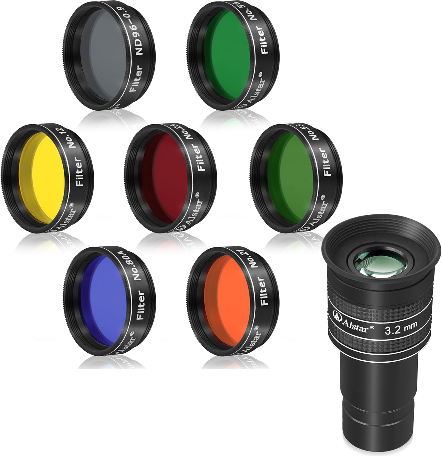 Alstar 1.25" 58 Degree 3.2mm Telescope Eyepiece - Bundle with - Filter Set of 1.25-Inch Seven Telescope Filters