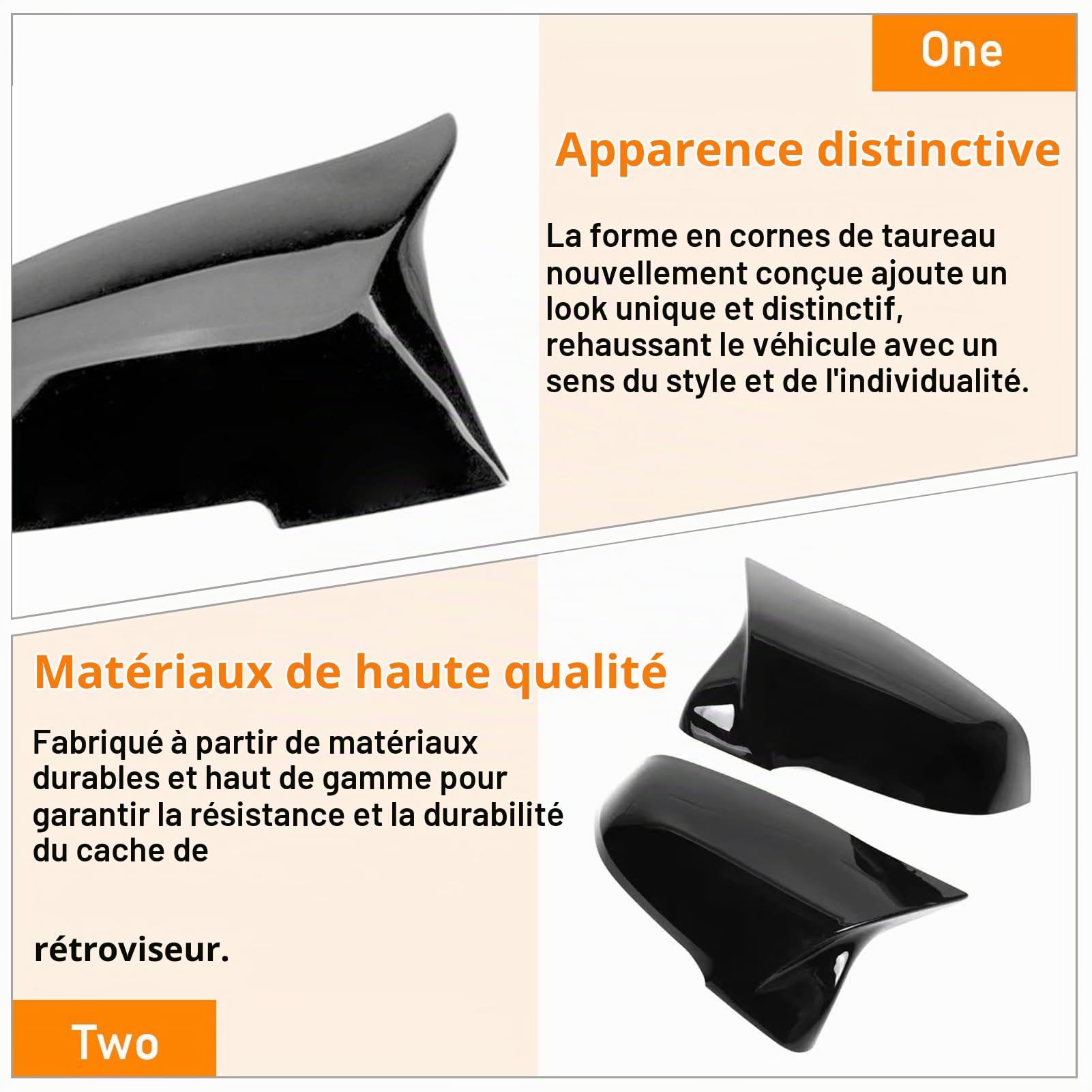 pour Coque Retroviseur F20 F21 F22 F23 F87 F30 F31 F34 F32 F33 F36 | Coque de Rétroviseur Compatible avec bmw série 1 2 3 4 i3 i01 x1 E84 Capuchon de Rétroviseur Gauche+Droite-Noir Brillant