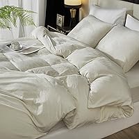 Vista 3 de Ivellow Juego de funda de edredón de terciopelo, funda de edredón beige, tamaño Queen, 3 piezas, ultra suave, transpirable, funda de edredón