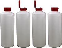 Vista 8 de Pinnacle Mercantile Botellas de condimento de plástico fáciles de apretar con tapa superior roja de 8 onzas, juego vacío 12