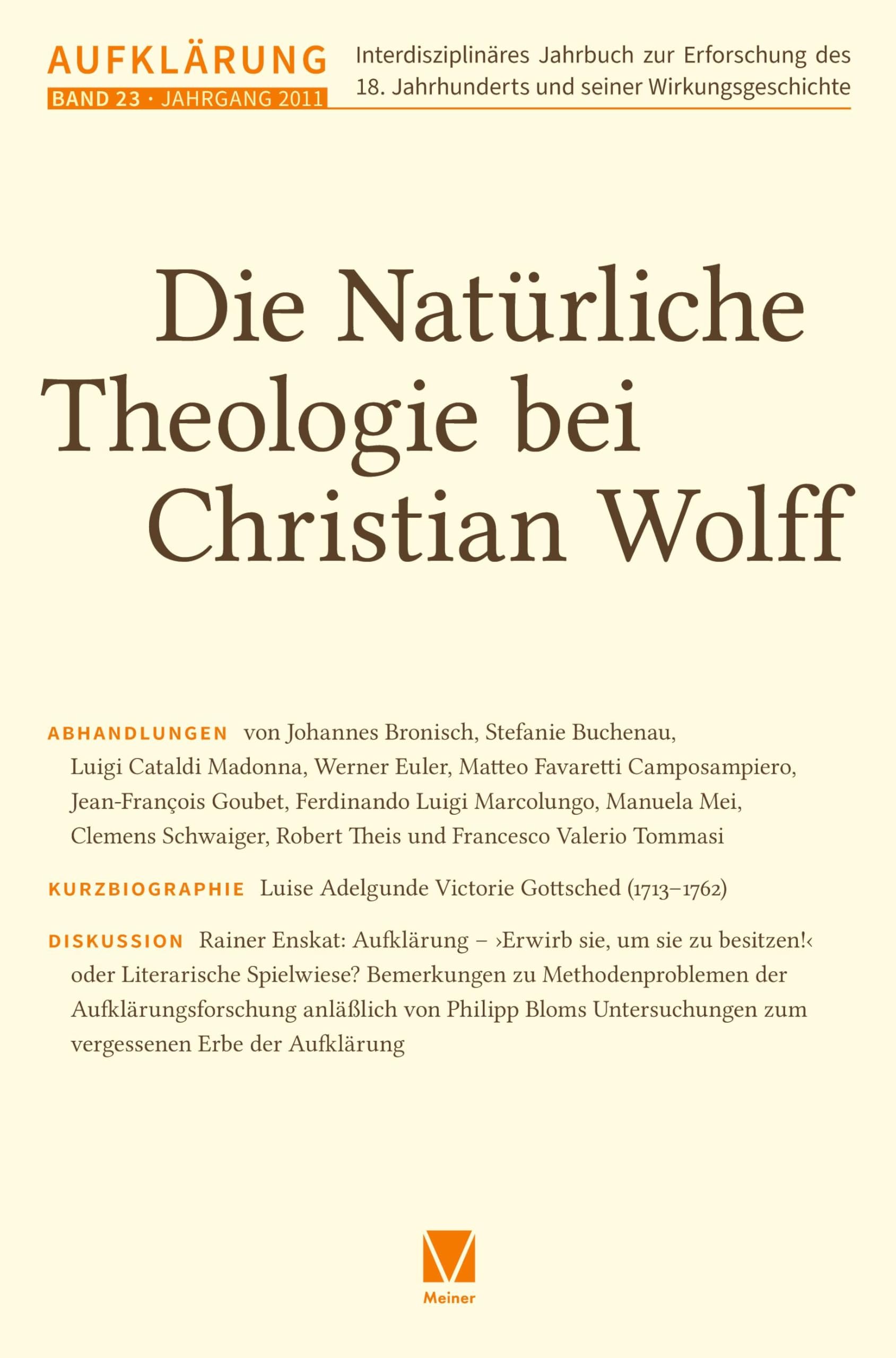 Die -Natürliche Theologie bei Christian Wolff