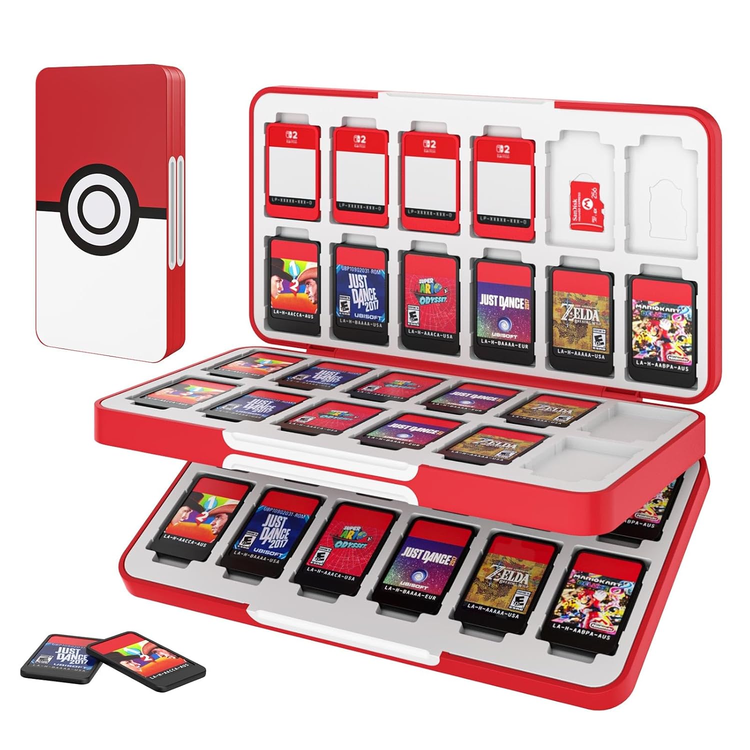 MoKo 48 Game Card Case for Nintendo Switch 2 / Switch OLED / Lite, Portable Game Storage Holder Case with 48 Game Card Slots & 24 Micro SD Cards Slots, Circle
