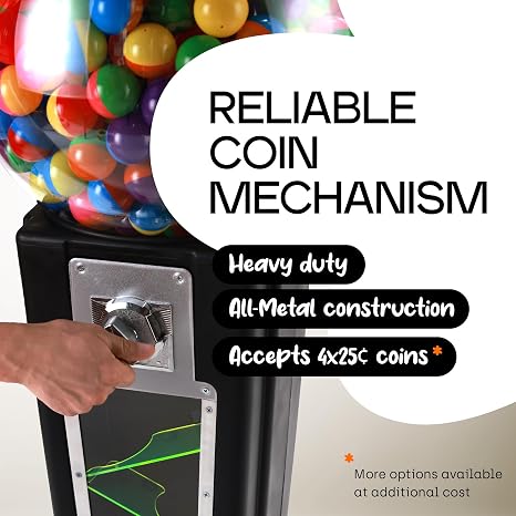 Vending Machine - Wizard Wonder Capsule Vending Machine - Black | $1 (4x0.25C) Purchase Coin Mechanism - Commercial Vending Machines for 2 Round or Acorn Shaped Capsules, Bouncy Balls