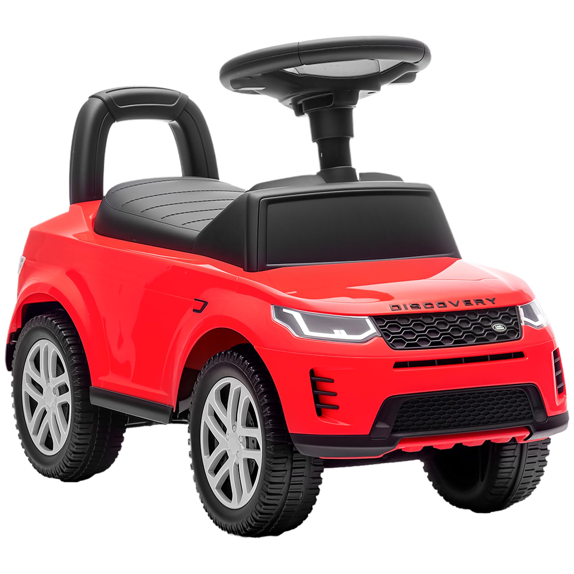 AIYAPLAY Macchina Primi Passi per Bambini Licenza Land Rover Discovery con Clacson e Spazio Portaoggetti, Auto per Bambini in PP e Acciaio, 65.5x28x42 cm, Rosso