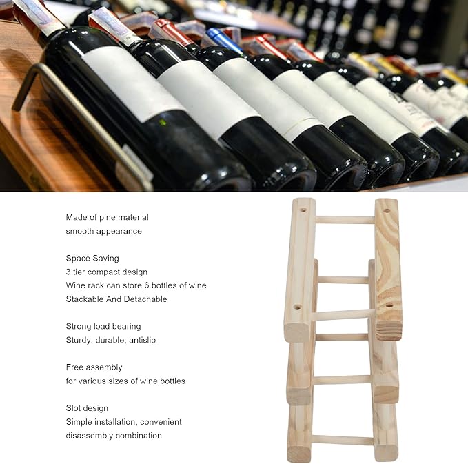 Zerodis Estante para Vinos de Pino, Soporte para Botellas miniatura 9