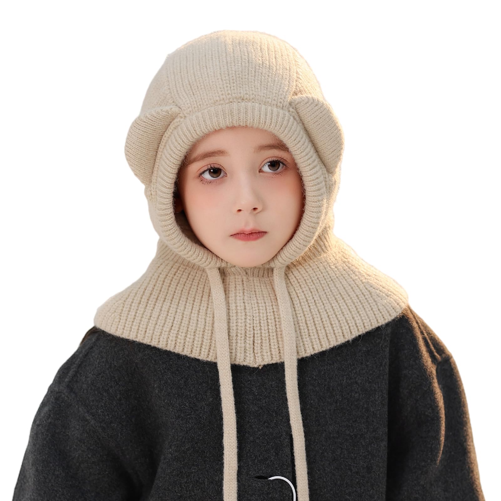 Cagoule Enfant 2 En 1 Bonnet Et Écharpe TAGVO - Chaud Et Mignon Pour 2-6 Ans
