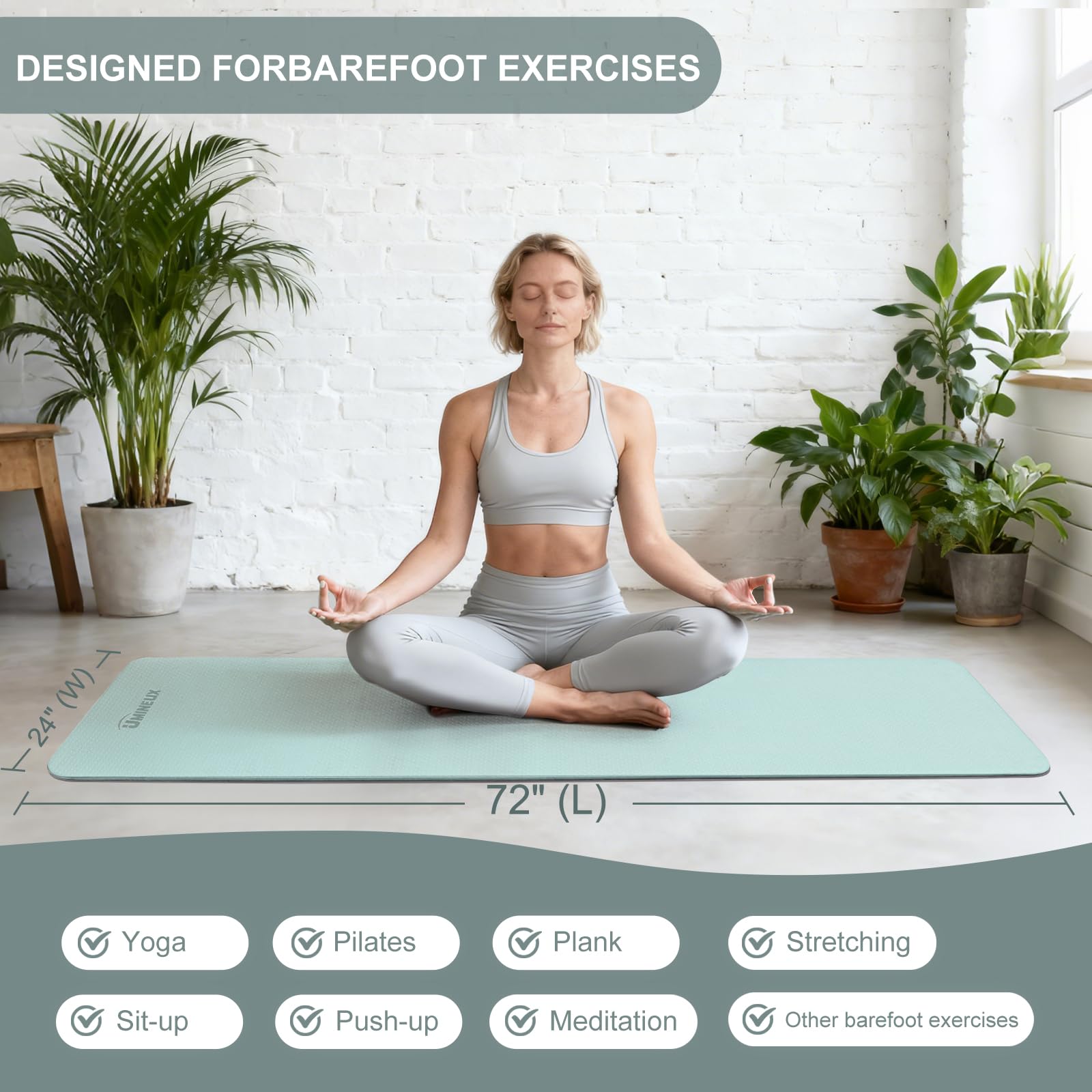UMINEUX Yoga Mat Extra Thick 1/3'' Non Slip Yoga Mats for Women Eco Friendly TPE Fitness Exercise Mat with Carrying Sling & Storage Bag