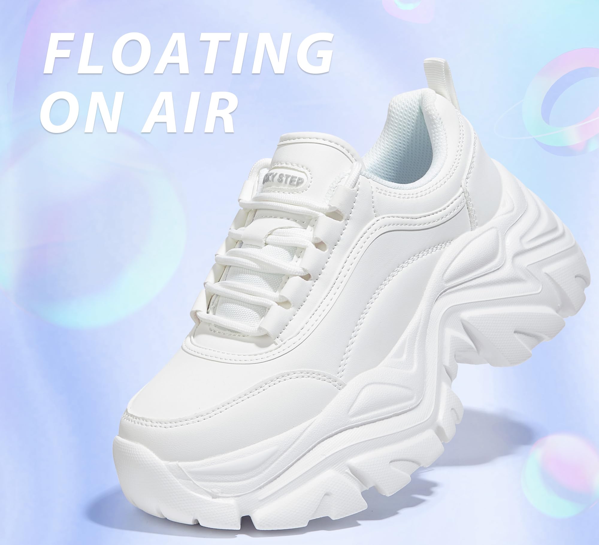 LUCKY STEP Sneakers robuste da Donna, Scarpe Casual con Plateau alla Moda, comode Sneakers con Zeppa