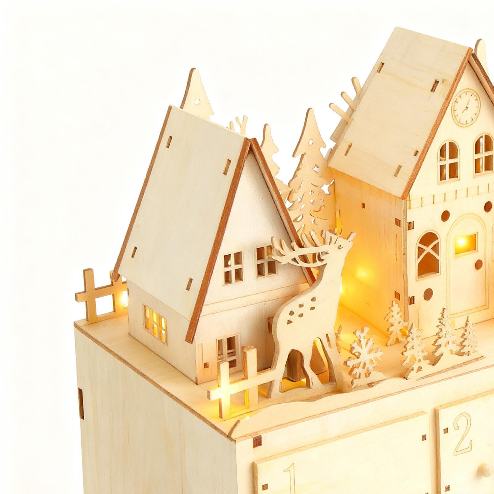 Calendario De Cuenta Atrás Para Navidad 2025 Decoración De Adviento En | Calendario De Cuenta Atrás De Madera Con 24 Cajones Para Adultos Familia Amigos Niños